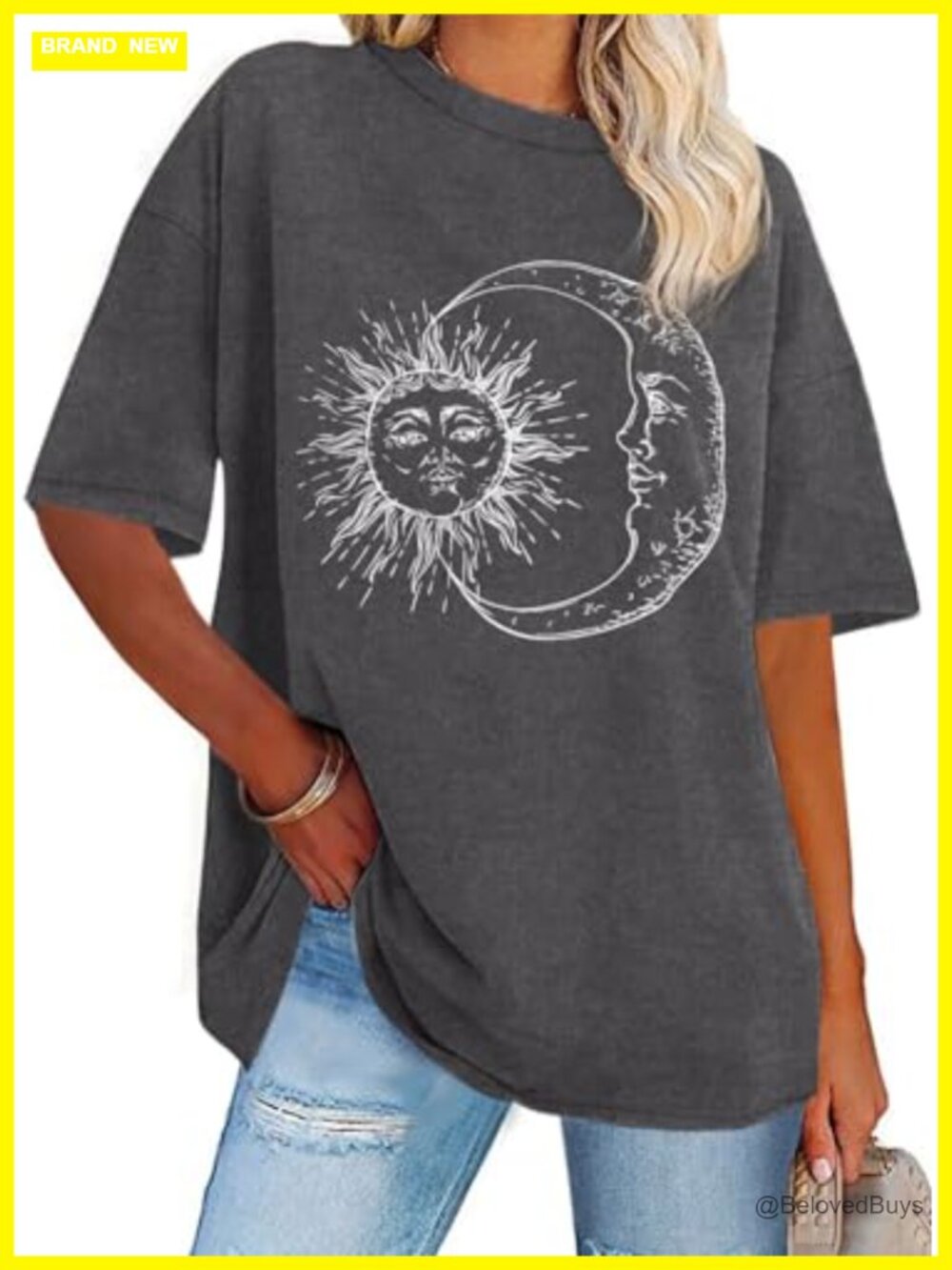 Oversized Graphic Tee Women Short Sleeve Crew Neck Summer Tunic